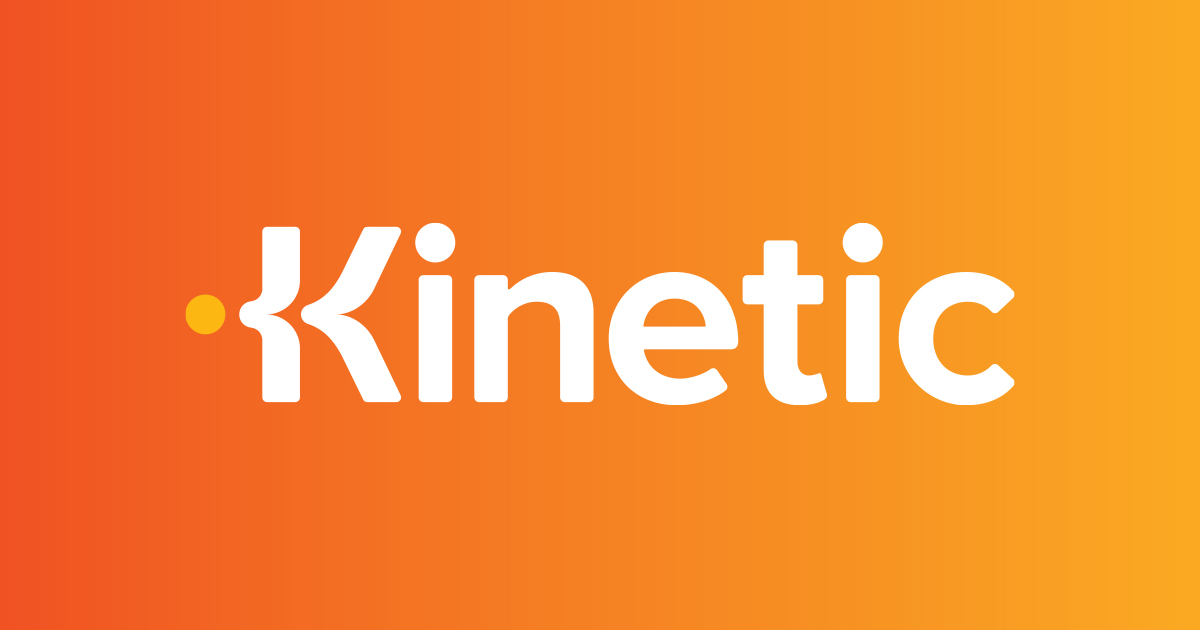 White Kinetic logo on orange background