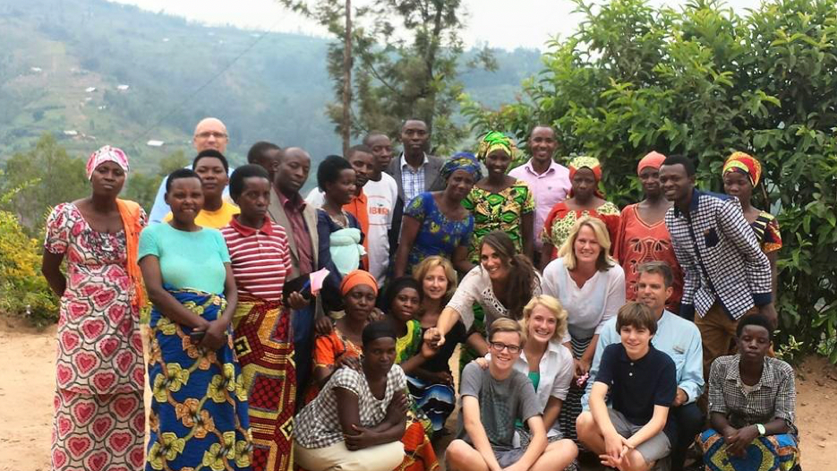 Beth Johnson smiling for a group photo in Rwanda